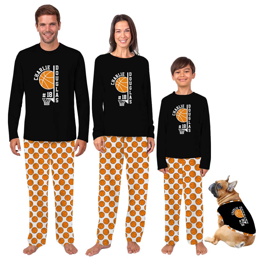 Basketball Team Family Sport Pajamas With Dog With Name Basketball Team Family Sport Pajamas With Dog With Name