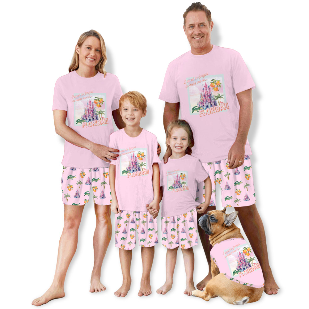 Sweet Pink Florida Vacation Short Pajamas Sets