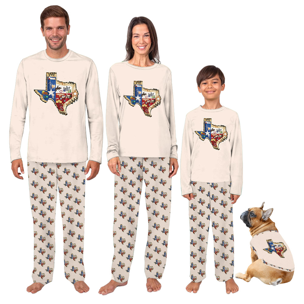 Texas Map Print Pajamas Shirt And Pants