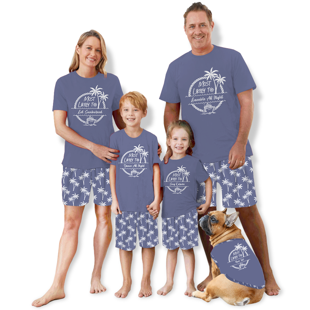 Funny Most Likely To Quotes Family Cruise Pajamas Navy Funny Most Likely To Quotes Family Cruise Pajamas Navy