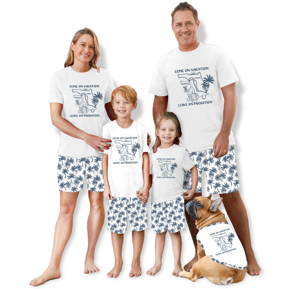 Funny Florida Vacation Short Pajamas With Palm Tree Print