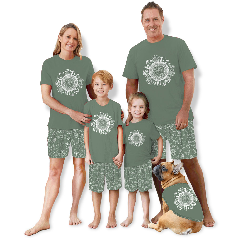 Unique Mushroom Print Pajamas For Adults And Kids