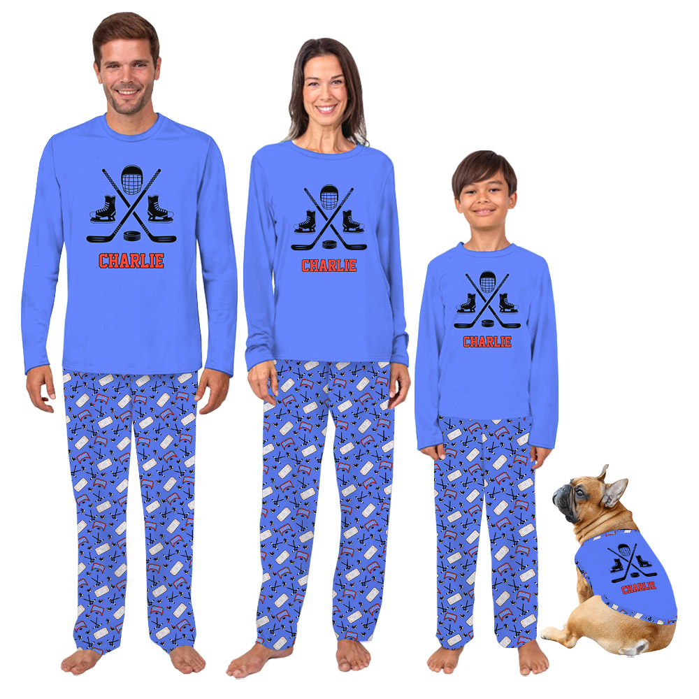 Design Your Hockey Family Pajamas With Name Design Your Hockey Family Pajamas With Name