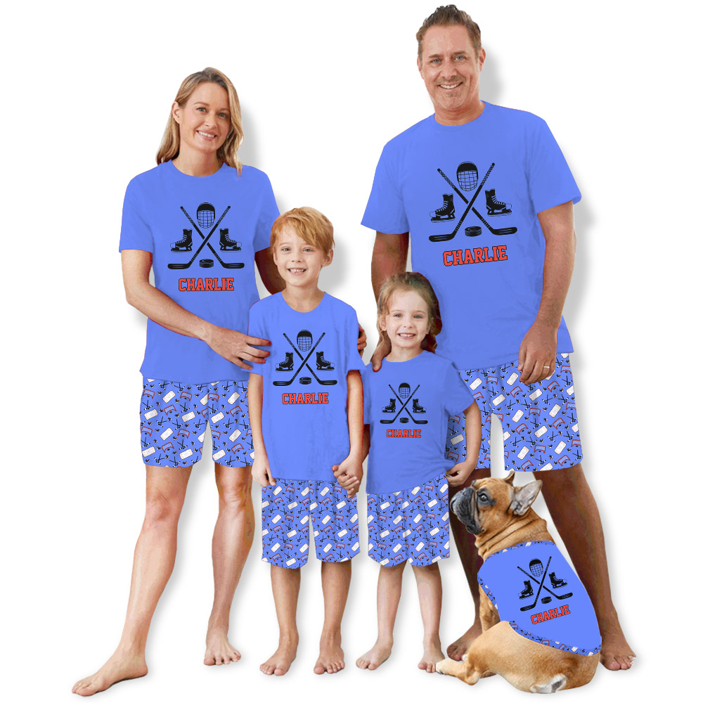 Fun Hockey Theme Short Pajama Sets Fun Hockey Theme Short Pajama Sets