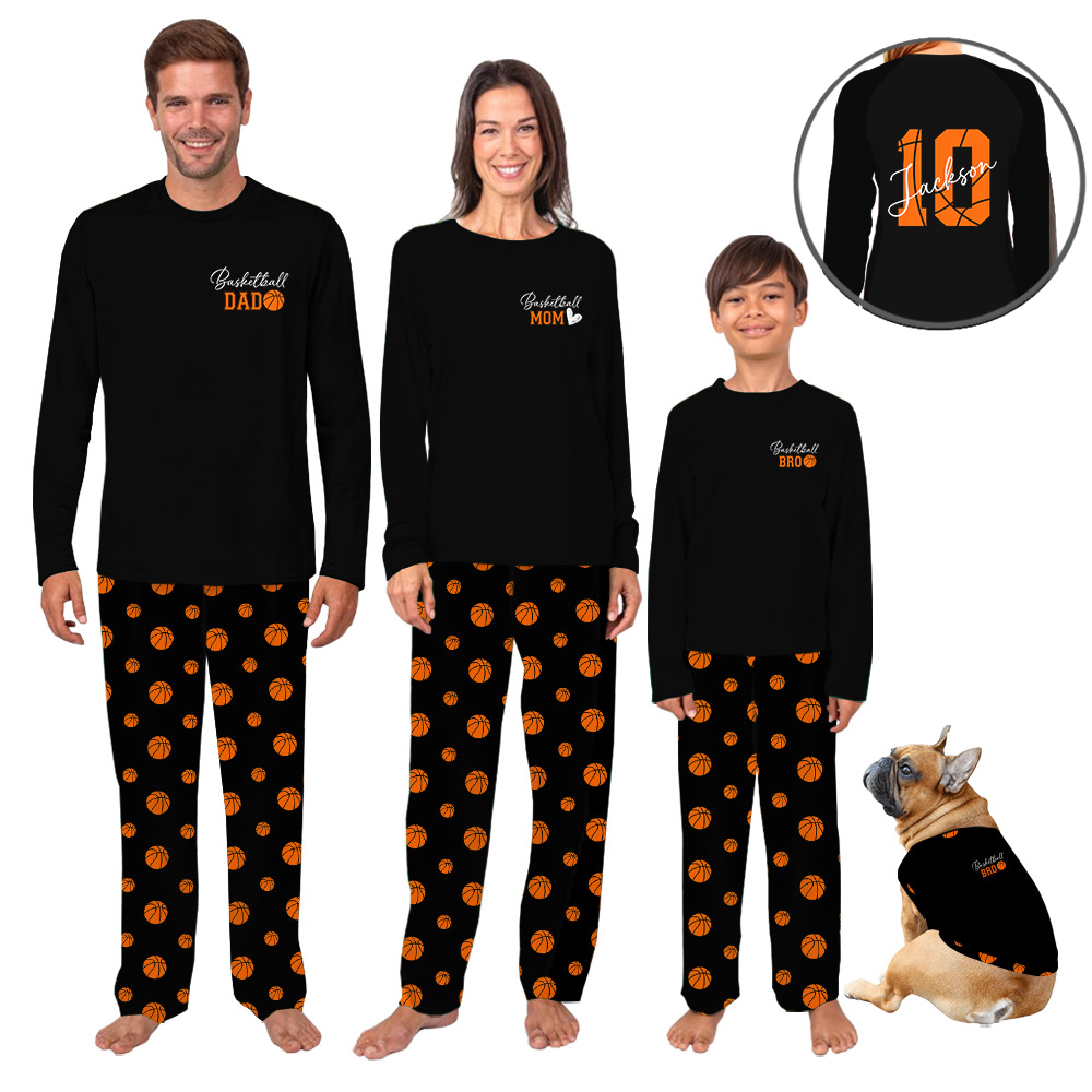 Personalized Matching Basketball PJs Front And Back Personalized Matching Basketball PJs Front And Back