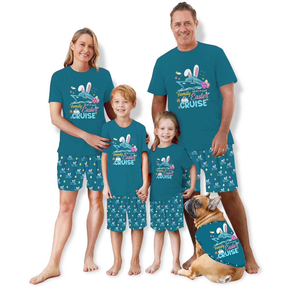 Easter Cruise Squad Matching Family Pajamas With Dogs Short Sleeves Easter Cruise Squad Matching Family Pajamas With Dogs Short Sleeves