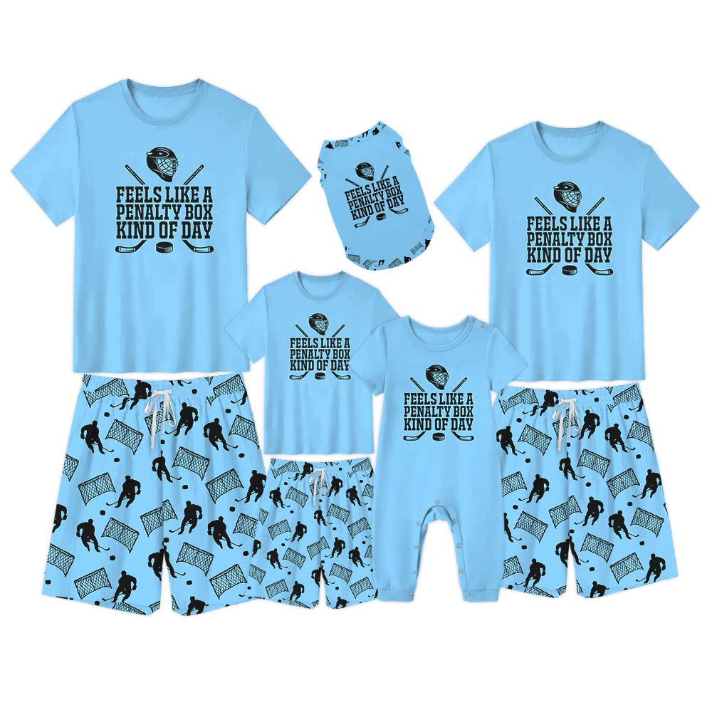 Cute Hockey Pajamas Tshirts And Shorts Blue Cute Hockey Pajamas Tshirts And Shorts Blue