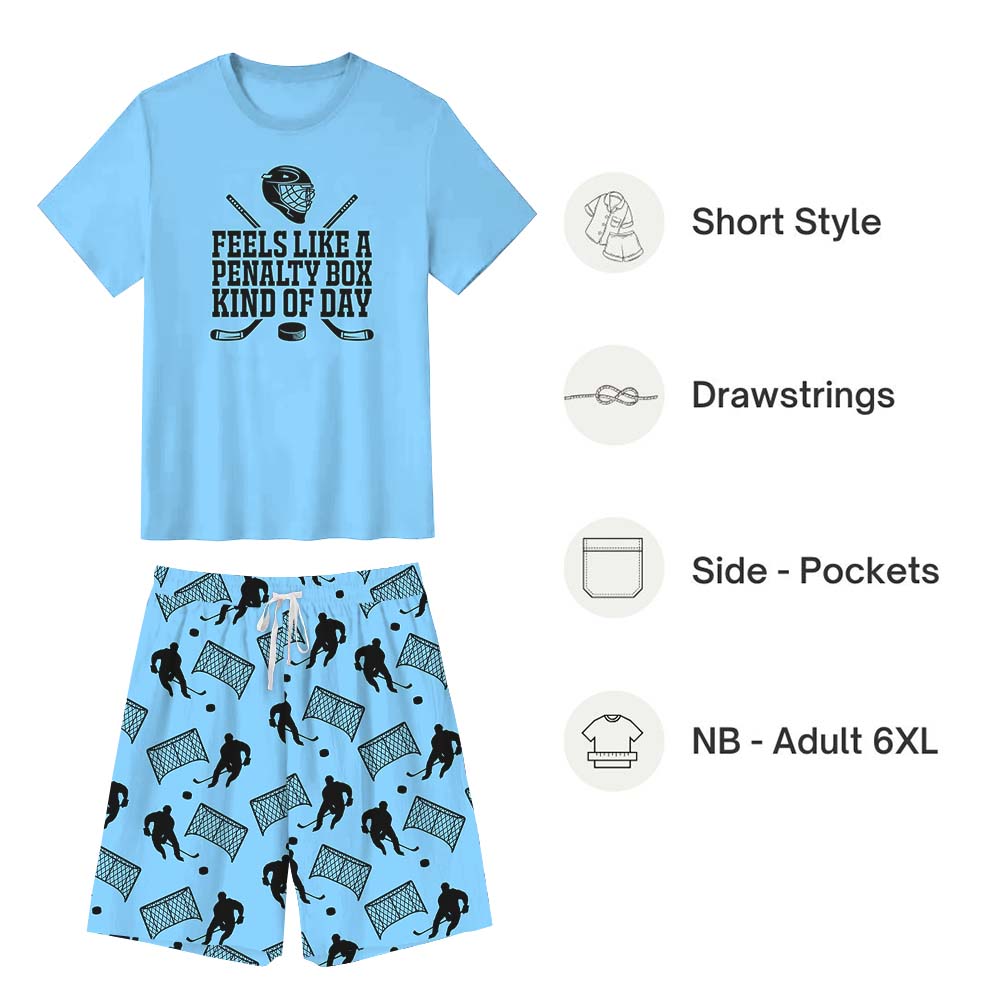 Cute Hockey Pajamas Tshirts And Shorts Blue Cute Hockey Pajamas Tshirts And Shorts Blue