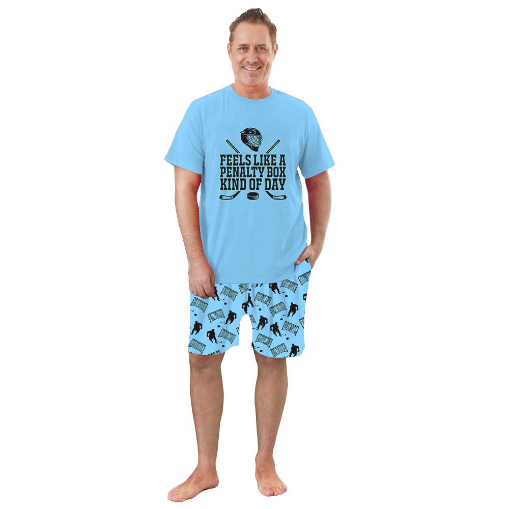 Cute Hockey Pajamas Tshirts And Shorts Blue Cute Hockey Pajamas Tshirts And Shorts Blue