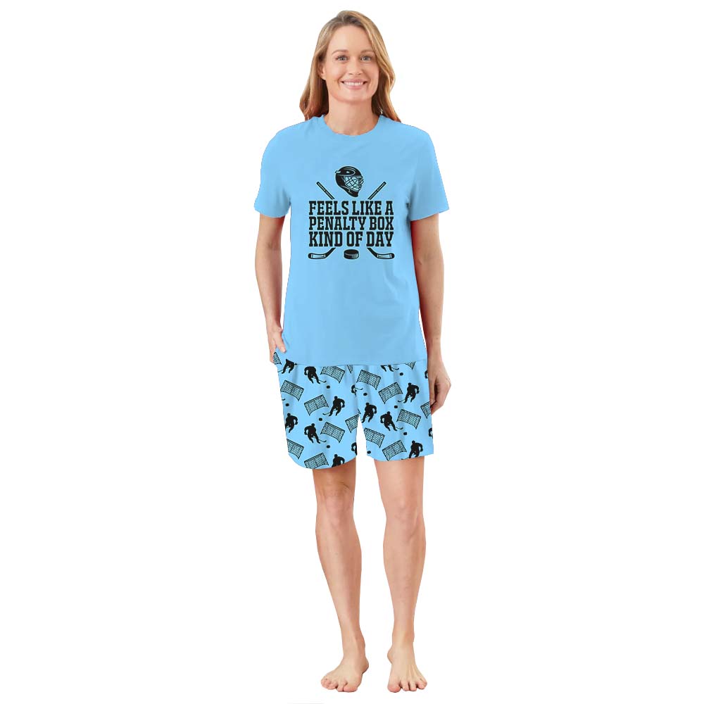 Cute Hockey Pajamas Tshirts And Shorts Blue Cute Hockey Pajamas Tshirts And Shorts Blue