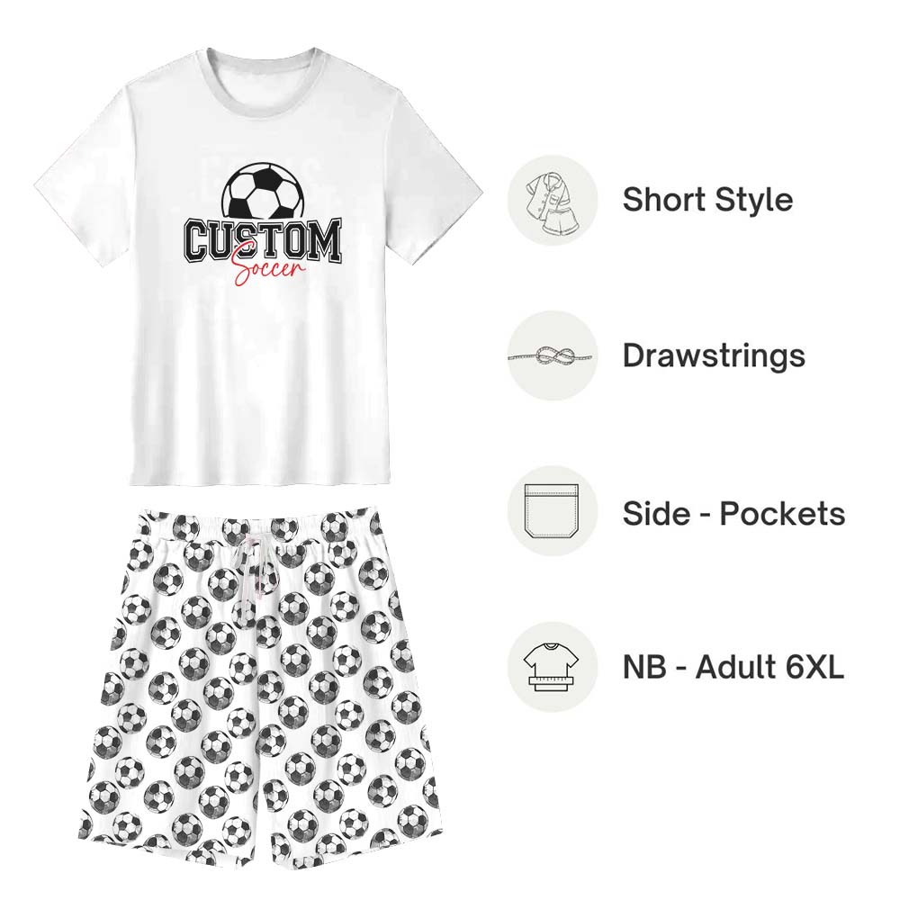 Custom Name Soccer Matching Family Pajamas With Dogs Short Sleeves Custom Name Soccer Matching Family Pajamas With Dogs Short Sleeves