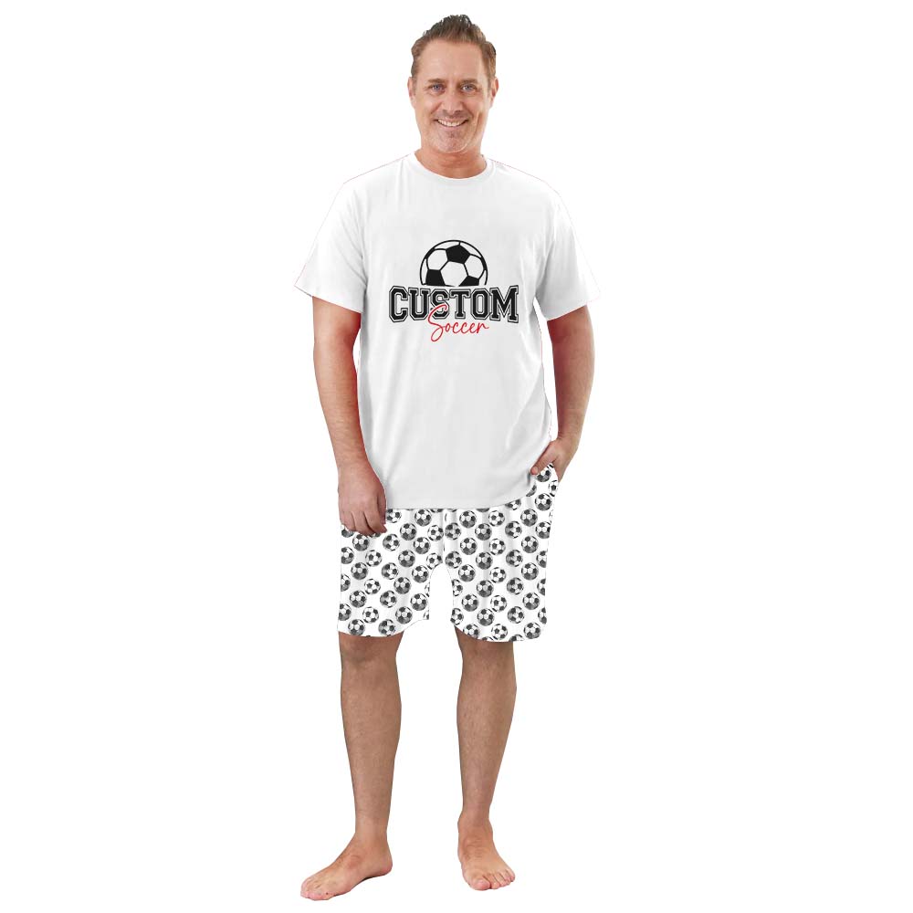 Custom Name Soccer Matching Family Pajamas With Dogs Short Sleeves Custom Name Soccer Matching Family Pajamas With Dogs Short Sleeves