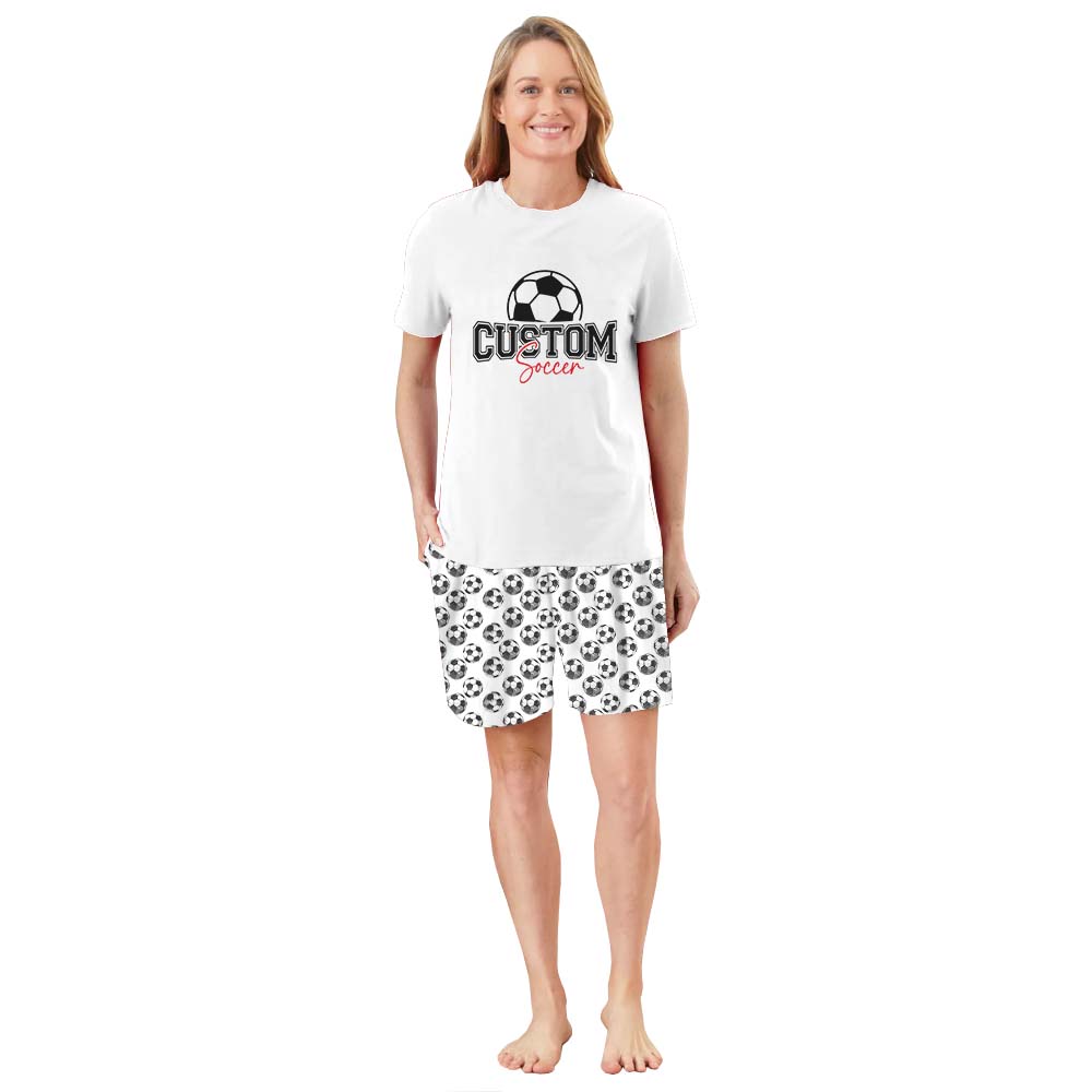 Custom Name Soccer Matching Family Pajamas With Dogs Short Sleeves Custom Name Soccer Matching Family Pajamas With Dogs Short Sleeves
