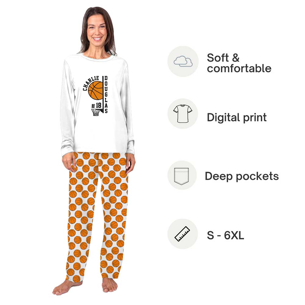 Custom Name and Number Basketball Sport PJs Family