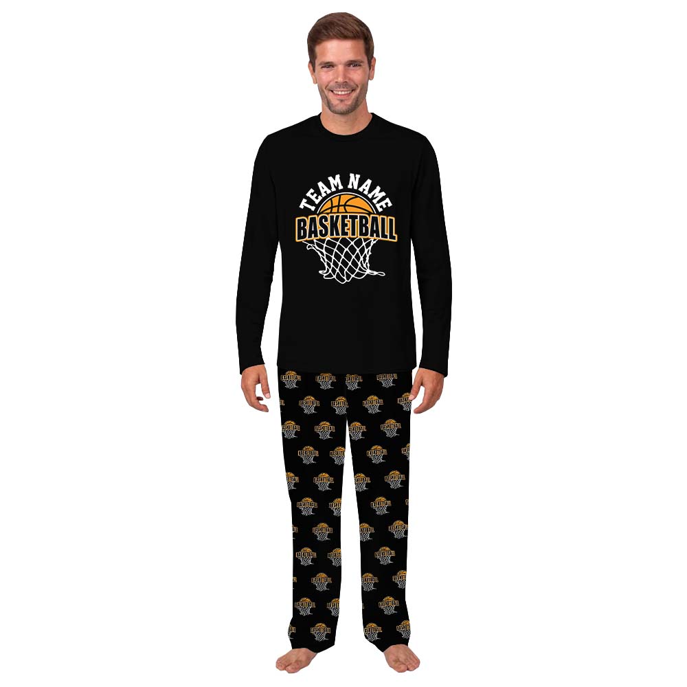 Custom Name Basketball Themed Matching Family Pajamas With Dogs Custom Name Basketball Themed Matching Family Pajamas With Dogs