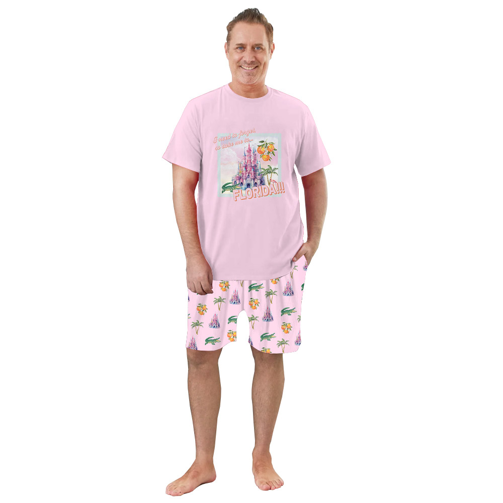 Sweet Pink Florida Vacation Short Pajamas Sets