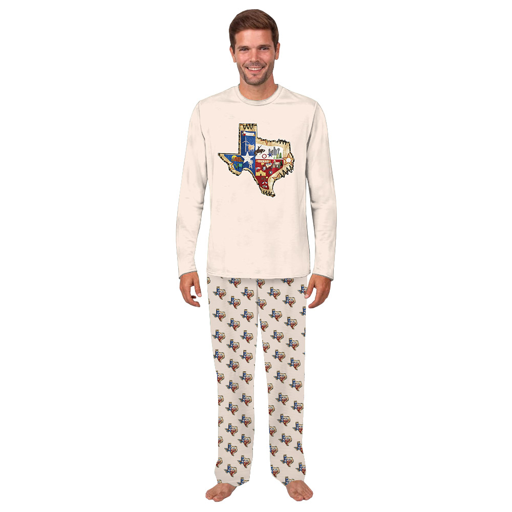 Texas Map Print Pajamas Shirt And Pants