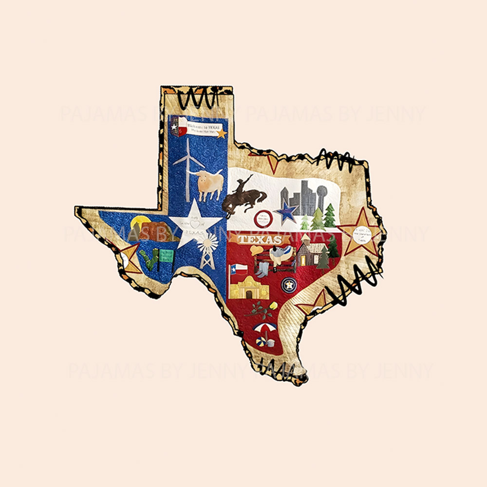 Texas Map Print Pajamas Shirt And Pants