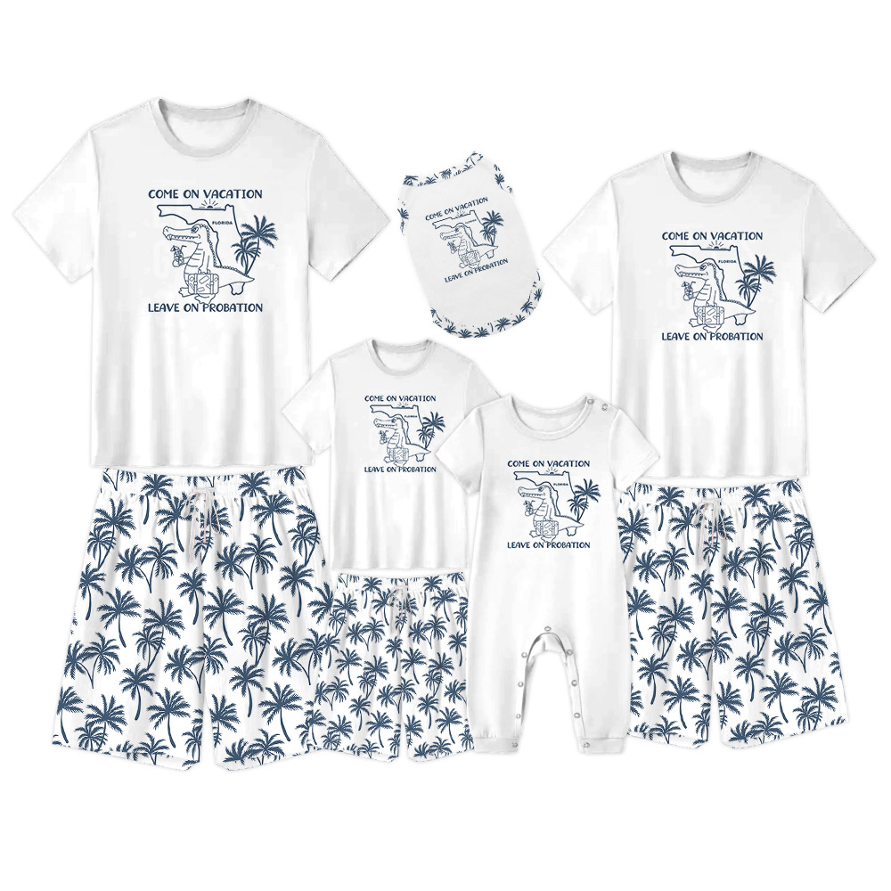 Funny Florida Vacation Short Pajamas With Palm Tree Print
