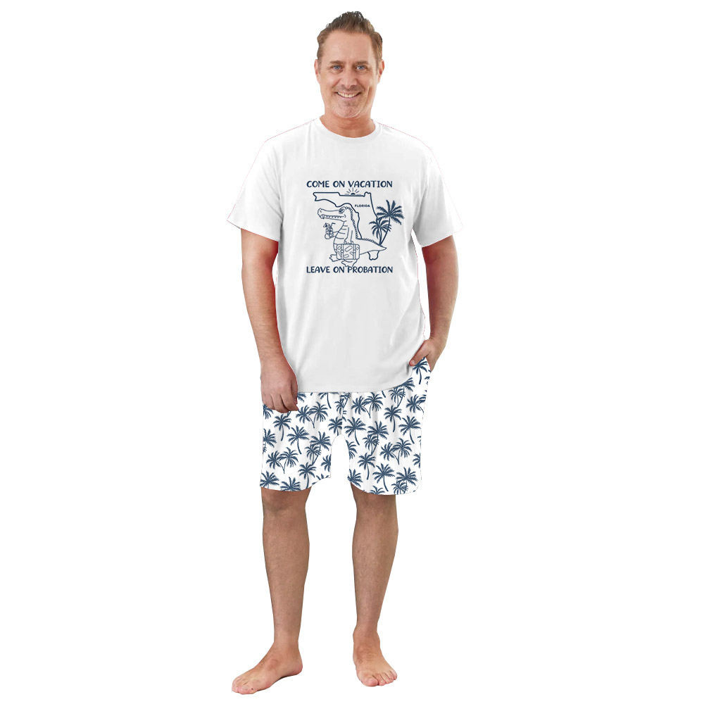 Funny Florida Vacation Short Pajamas With Palm Tree Print