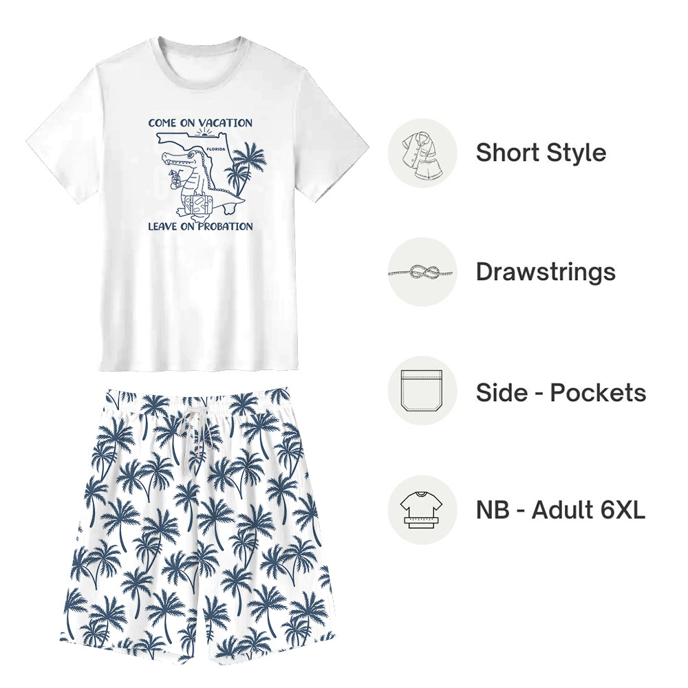 Funny Florida Vacation Short Pajamas With Palm Tree Print
