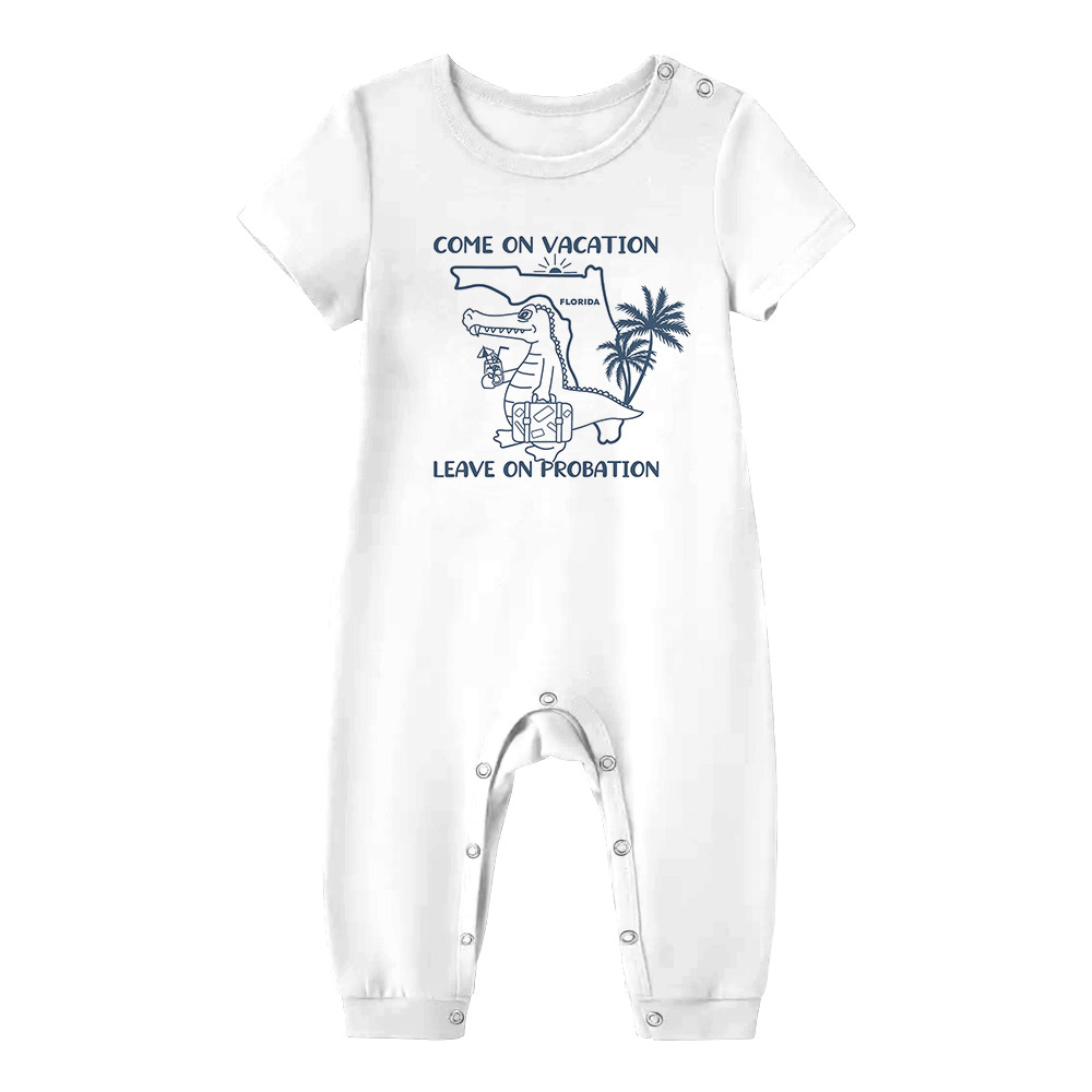 Funny Florida Vacation Short Pajamas With Palm Tree Print