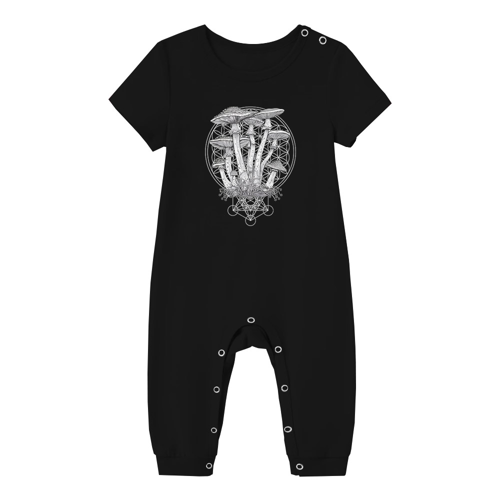Mushroom Theme PJ Sets For Men Women Black Mushroom Theme PJ Sets For Men Women Black