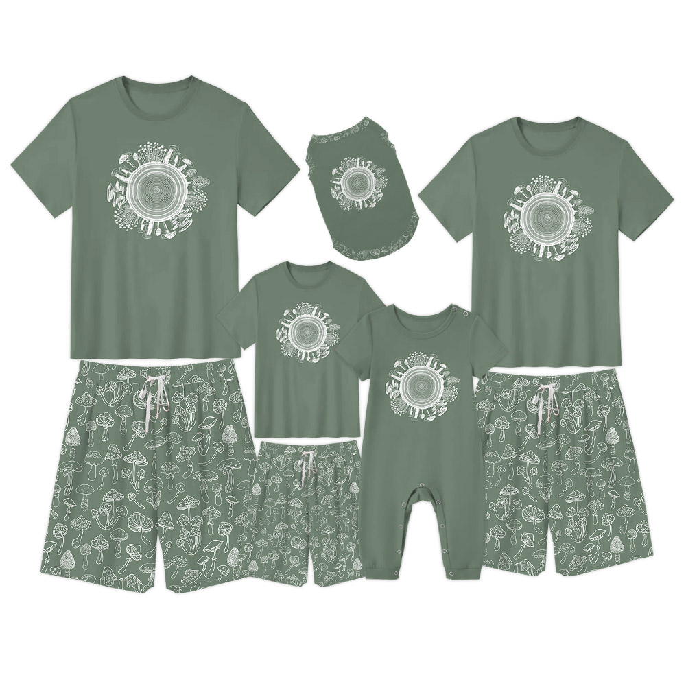 Unique Mushroom Print Pajamas For Adults And Kids