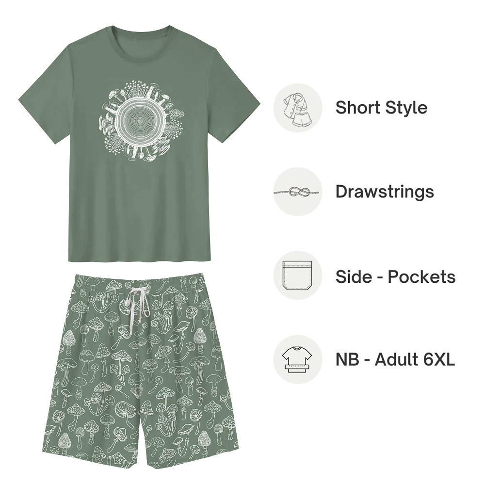 Unique Mushroom Print Pajamas For Adults And Kids