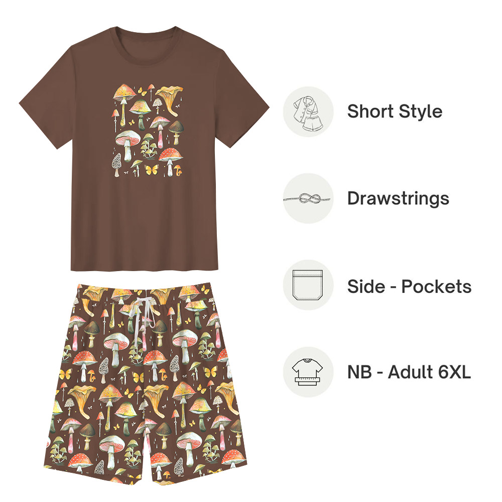 Cute Matching Mushroom Pajama Sets Brown Cute Matching Mushroom Pajama Sets Brown