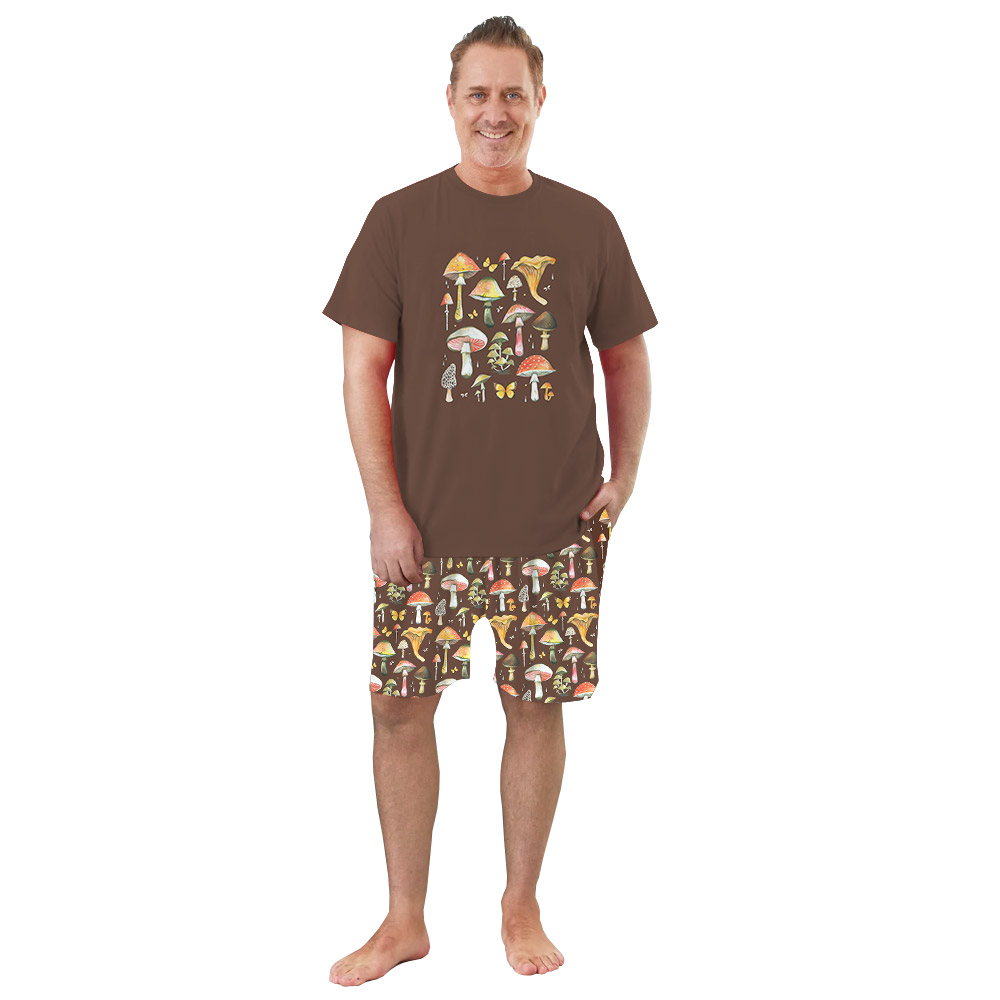 Cute Matching Mushroom Pajama Sets Brown Cute Matching Mushroom Pajama Sets Brown