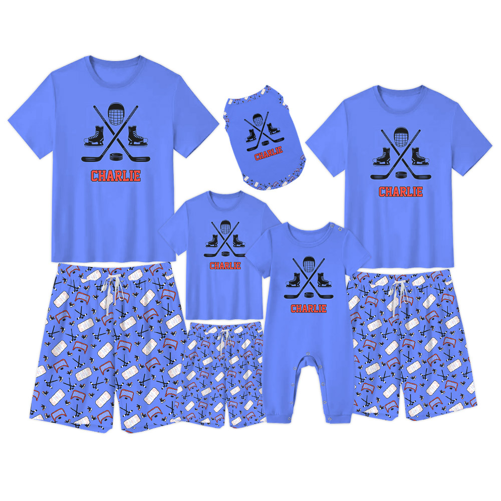 Fun Hockey Theme Short Pajama Sets Fun Hockey Theme Short Pajama Sets