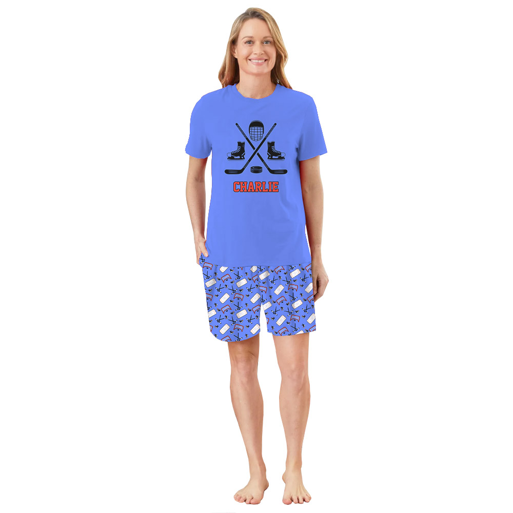 Fun Hockey Theme Short Pajama Sets Fun Hockey Theme Short Pajama Sets