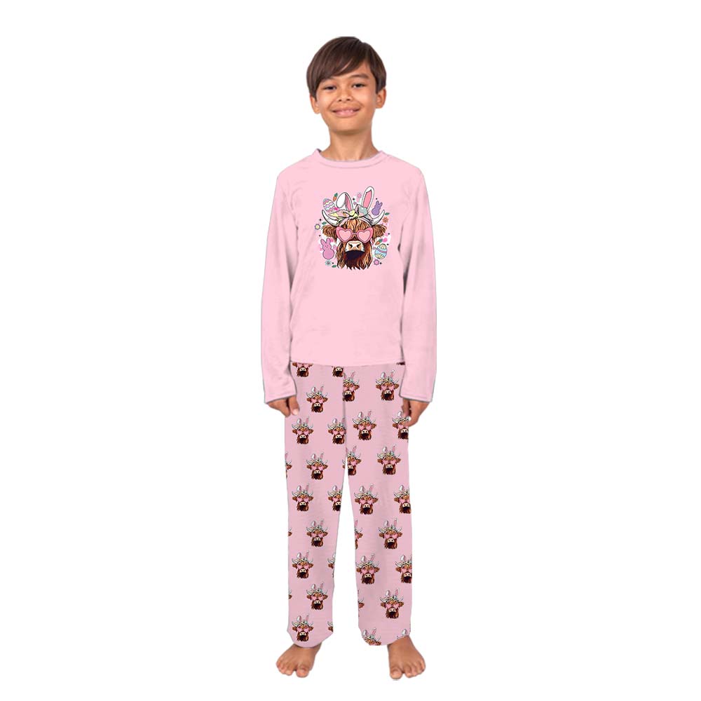 Cow Easter Pajamas For Adults and Kids Pink Cow Easter Pajamas For Adults and Kids Pink