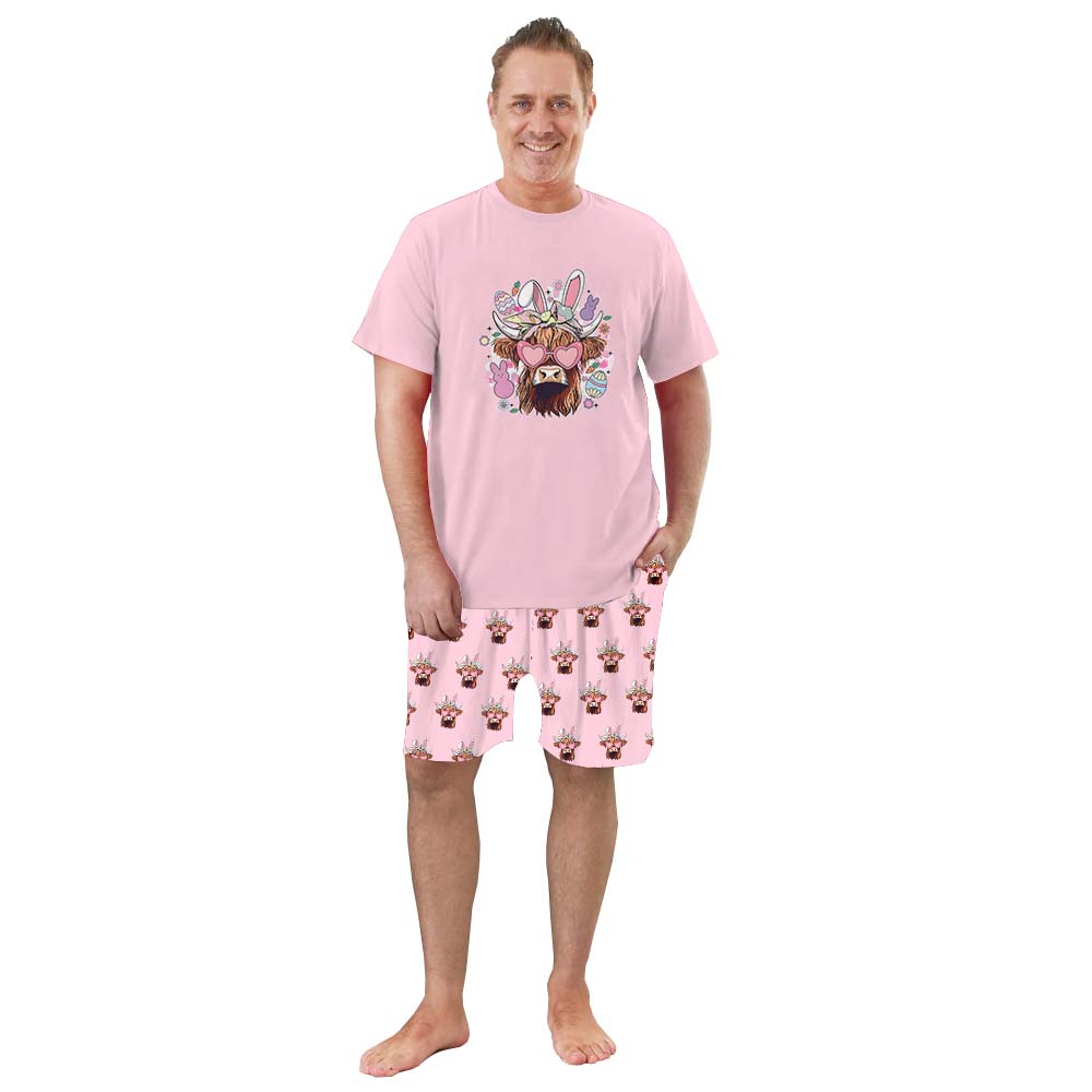 Cow Easter Pajamas For Adults Short Sleeves
