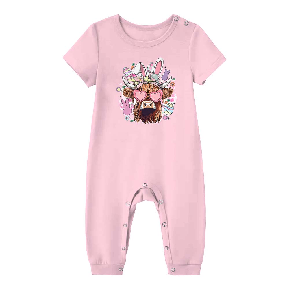 Cow Easter Pajamas For Adults Short Sleeves