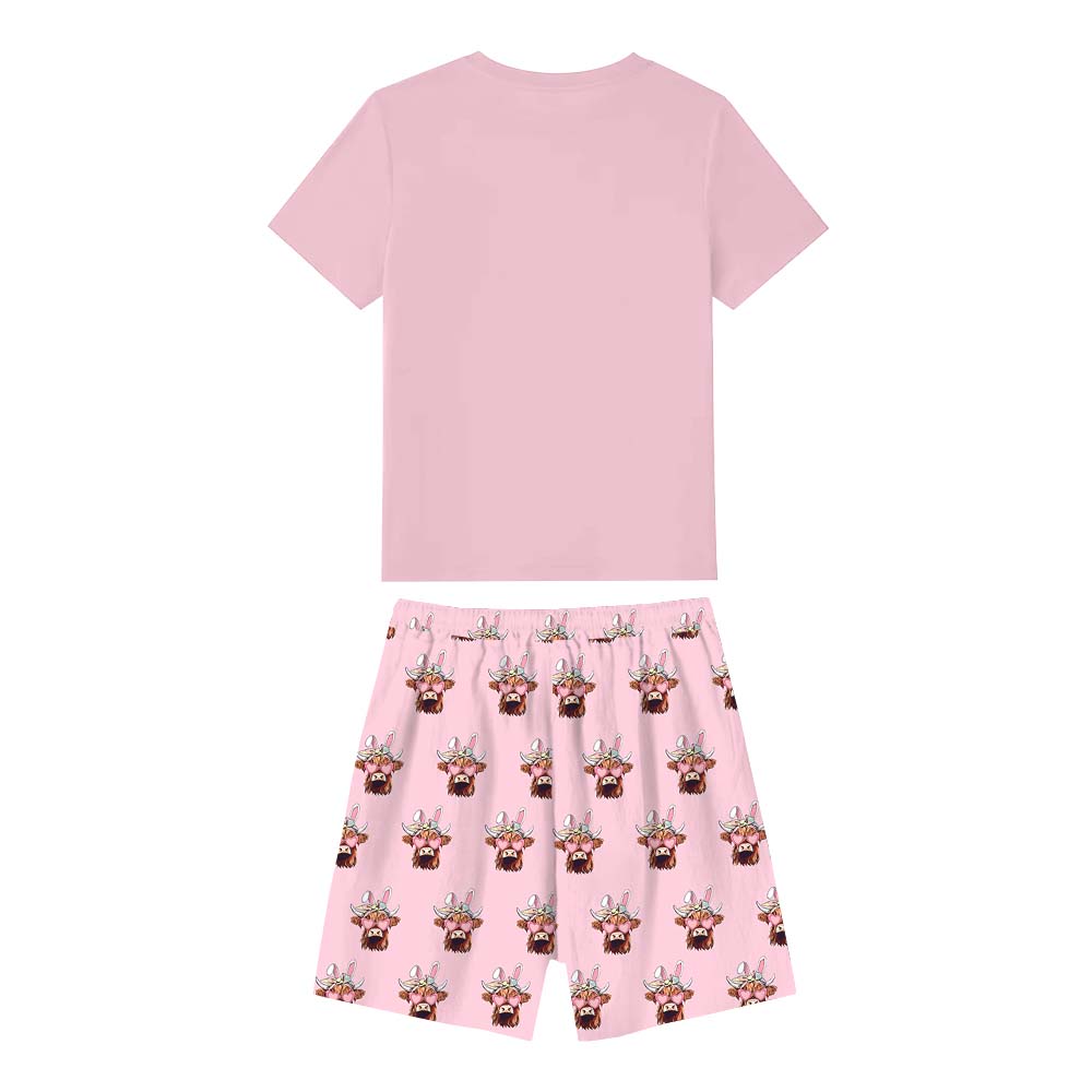 Cow Easter Pajamas For Adults Short Sleeves