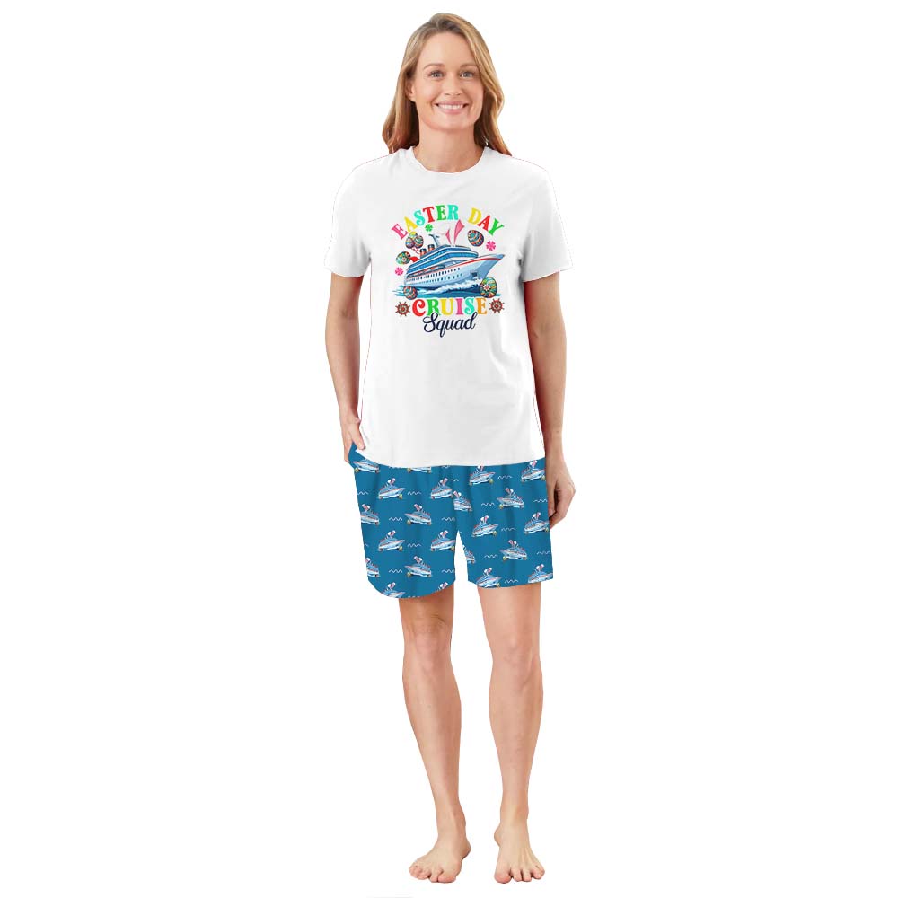 Lovely Cruise Squad Easter Pajamas For Adults Short Sleeves Lovely Cruise Squad Easter Pajamas For Adults Short Sleeves