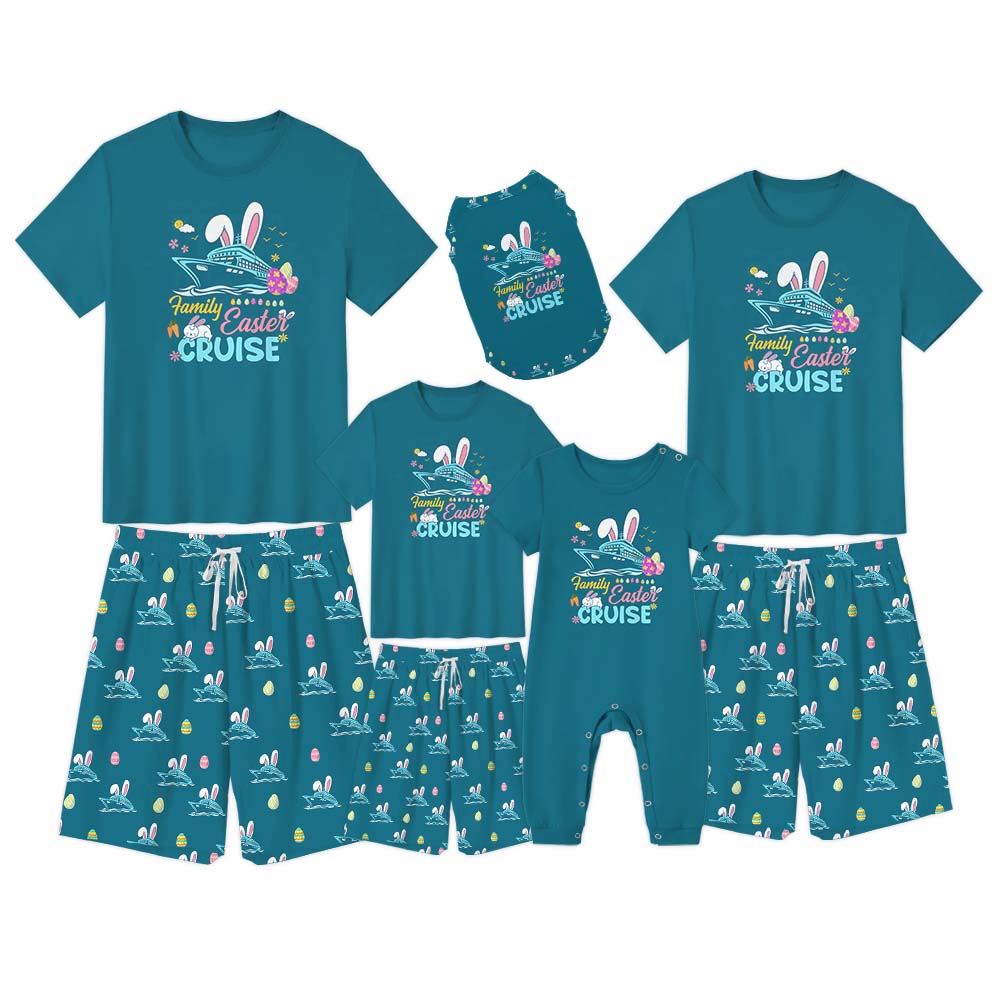 Easter Cruise Squad Matching Family Pajamas With Dogs Short Sleeves Easter Cruise Squad Matching Family Pajamas With Dogs Short Sleeves