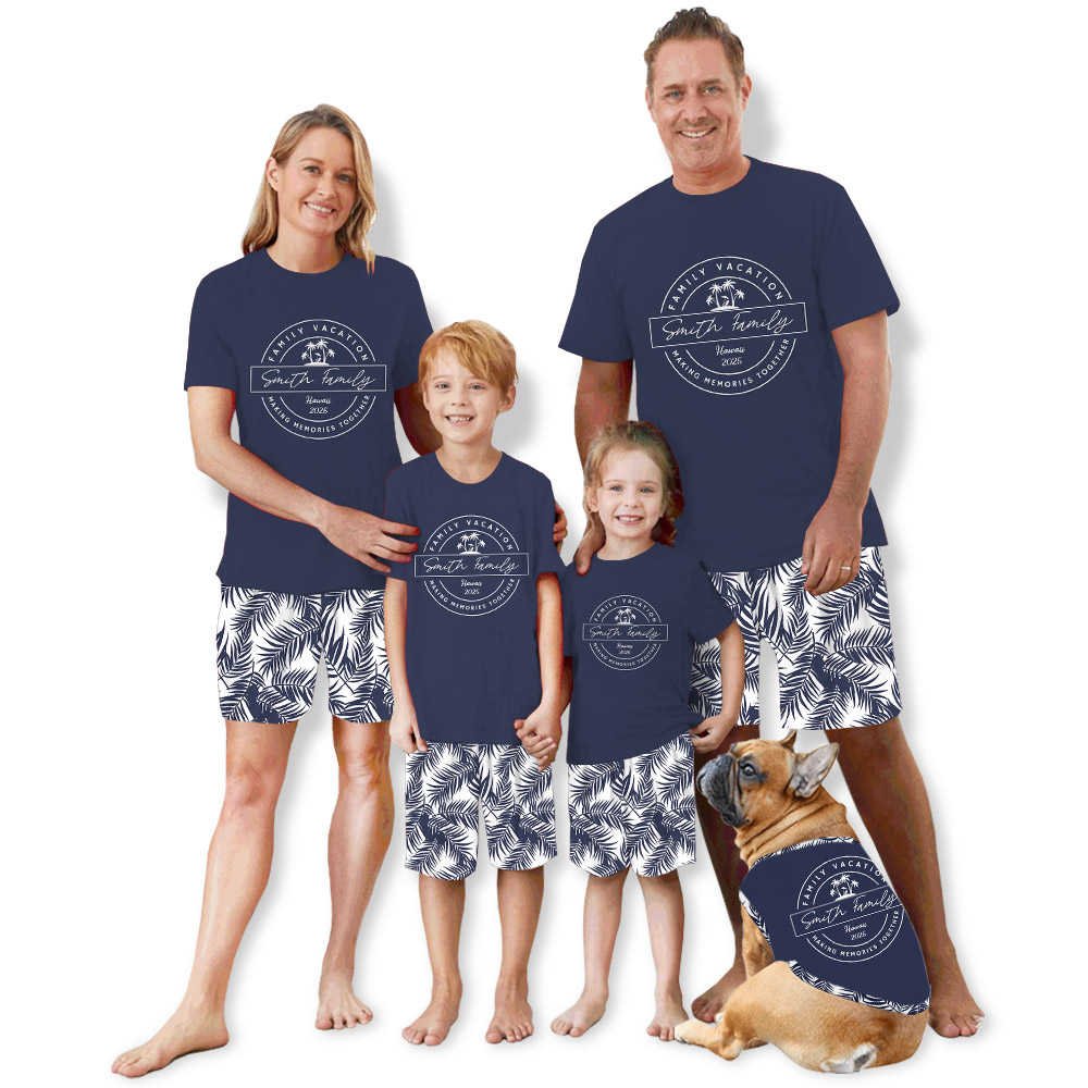 Customizable Palm Leaf Matching Pajama Sets For Family Vacation 2025