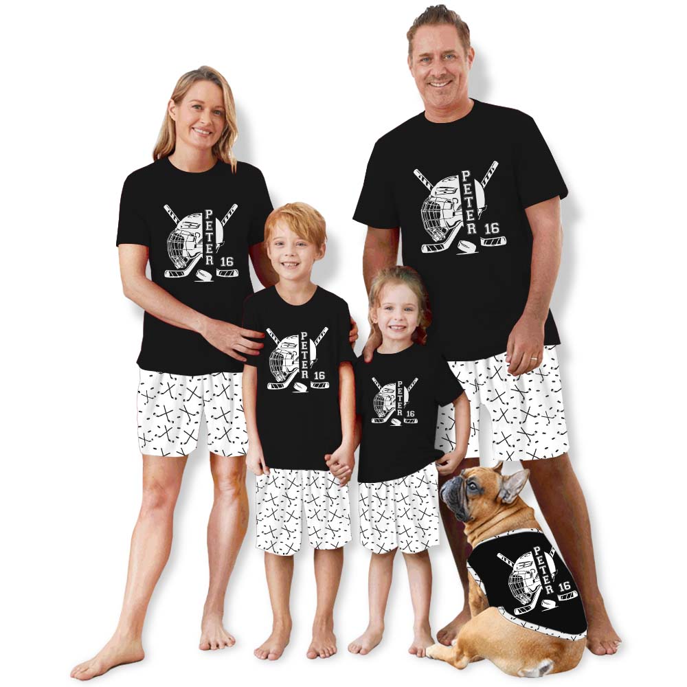 Custom Hockey With Name Short Sleeve Pajama Set Custom Hockey With Name Short Sleeve Pajama Set