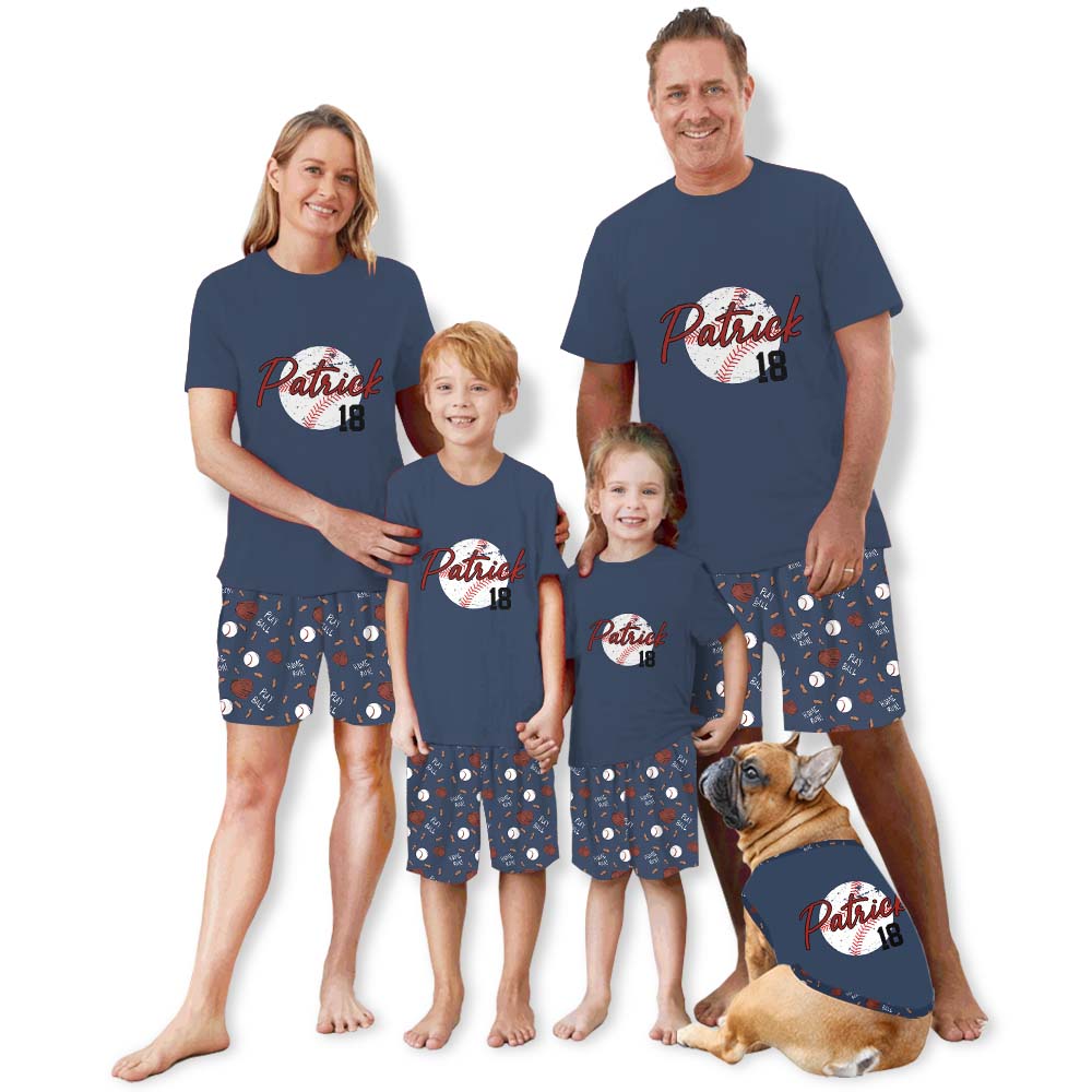 Baseball Team With Name Pajamas For Adults Short Sleeves Baseball Team With Name Pajamas For Adults Short Sleeves