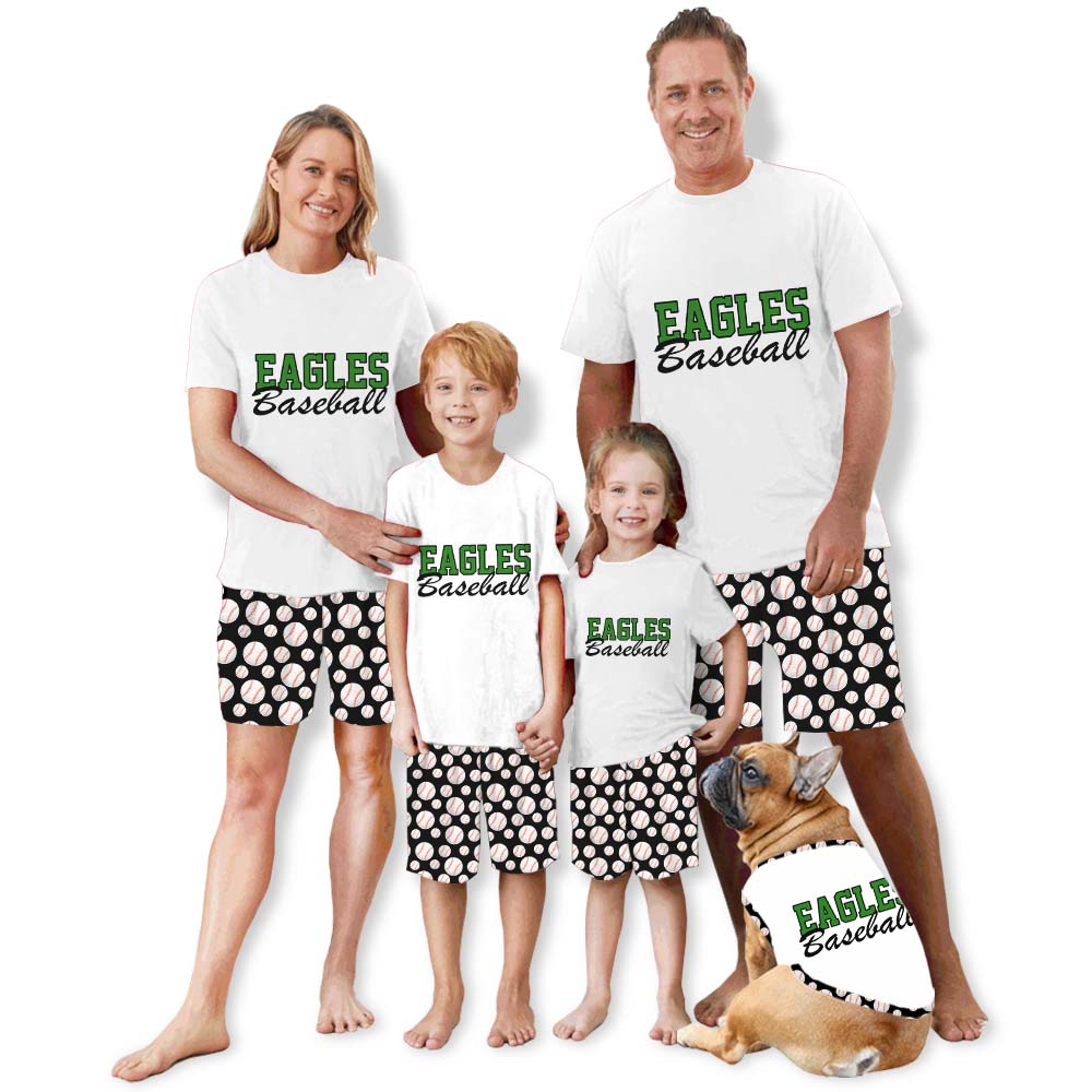 Custom School Baseball With Name Pajamas Short Sets Custom School Baseball With Name Pajamas Short Sets