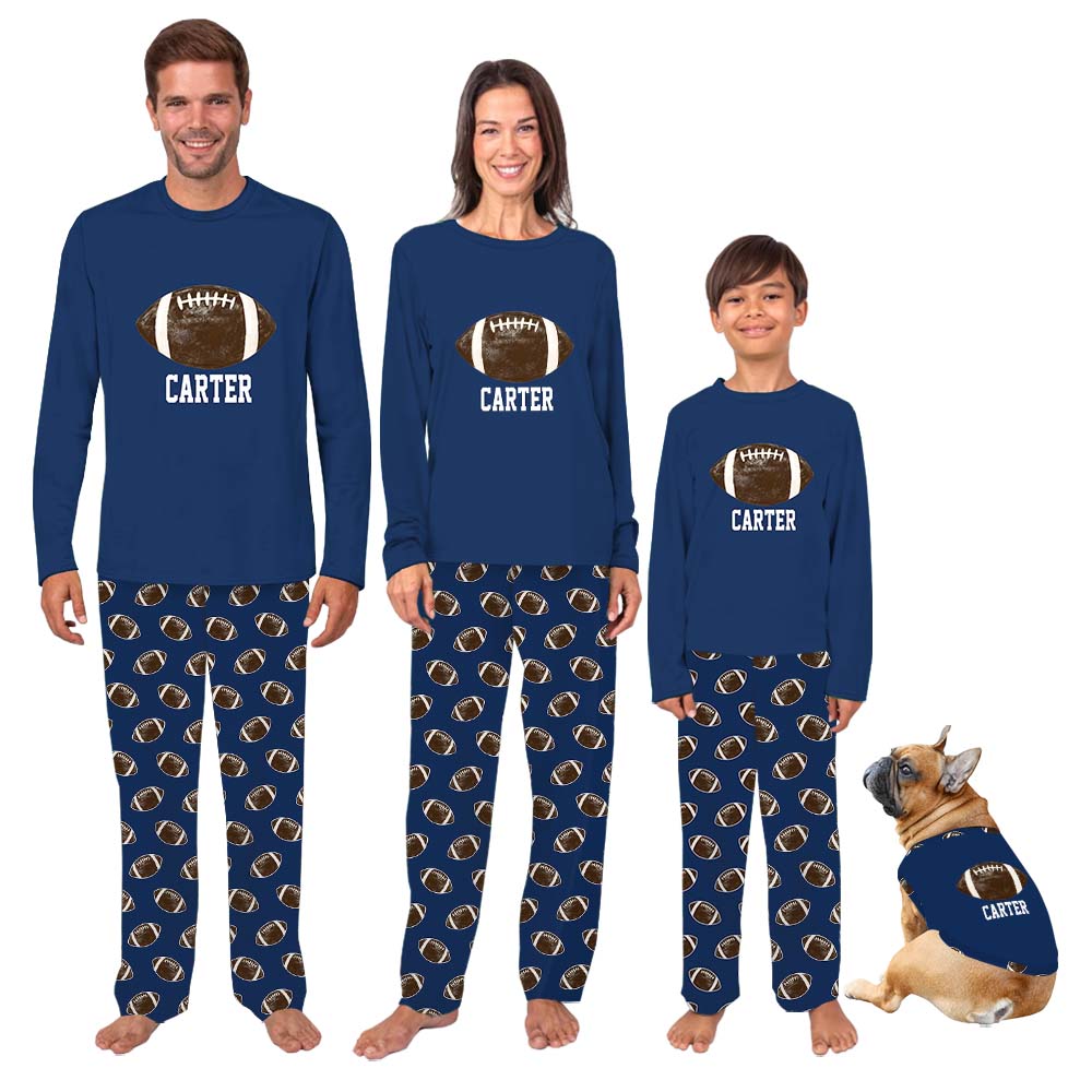 Custom Football With Name Matching Family Pajama Sets Custom Football With Name Matching Family Pajama Sets