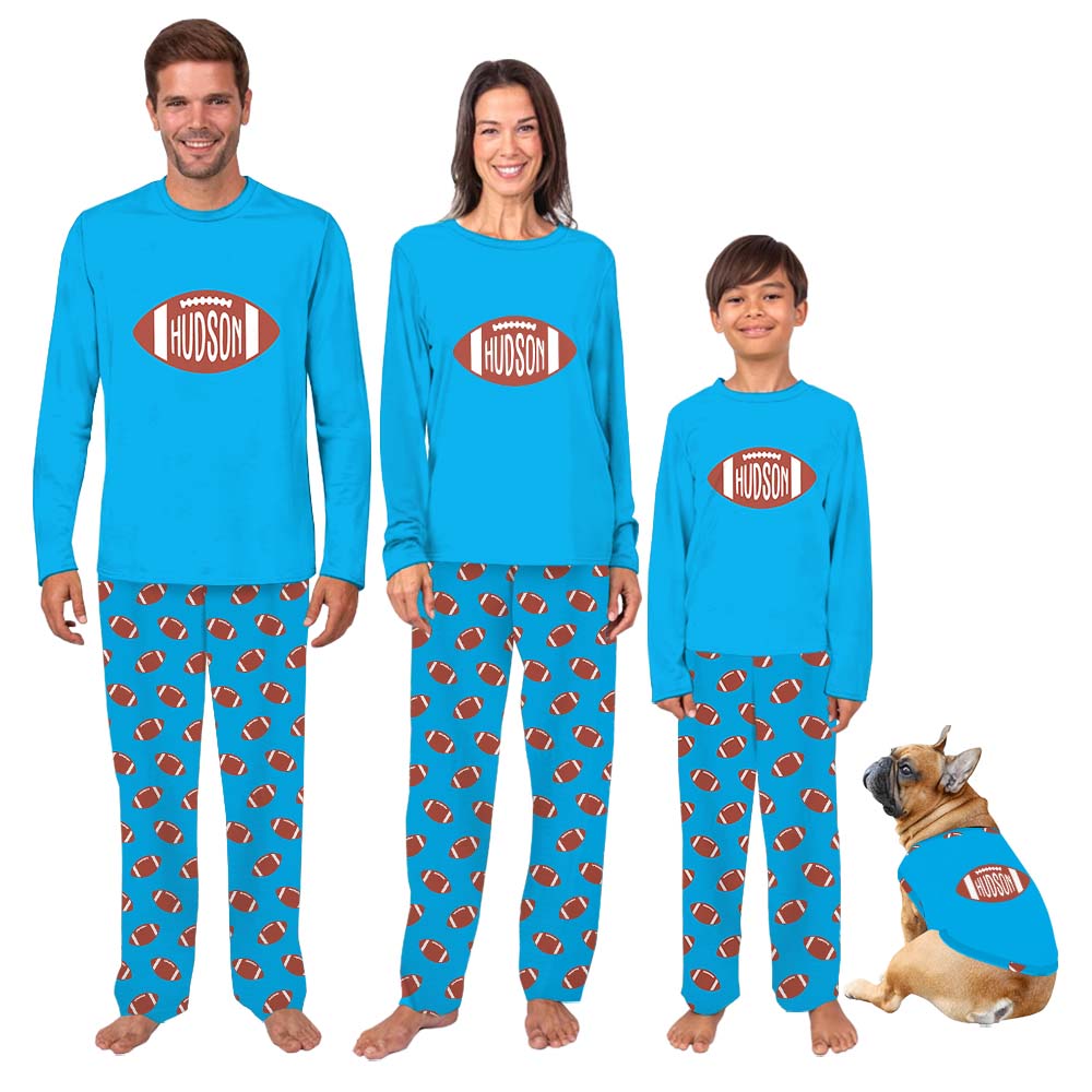 Personalized Football Themed Sport Pajamas For Family And Dog