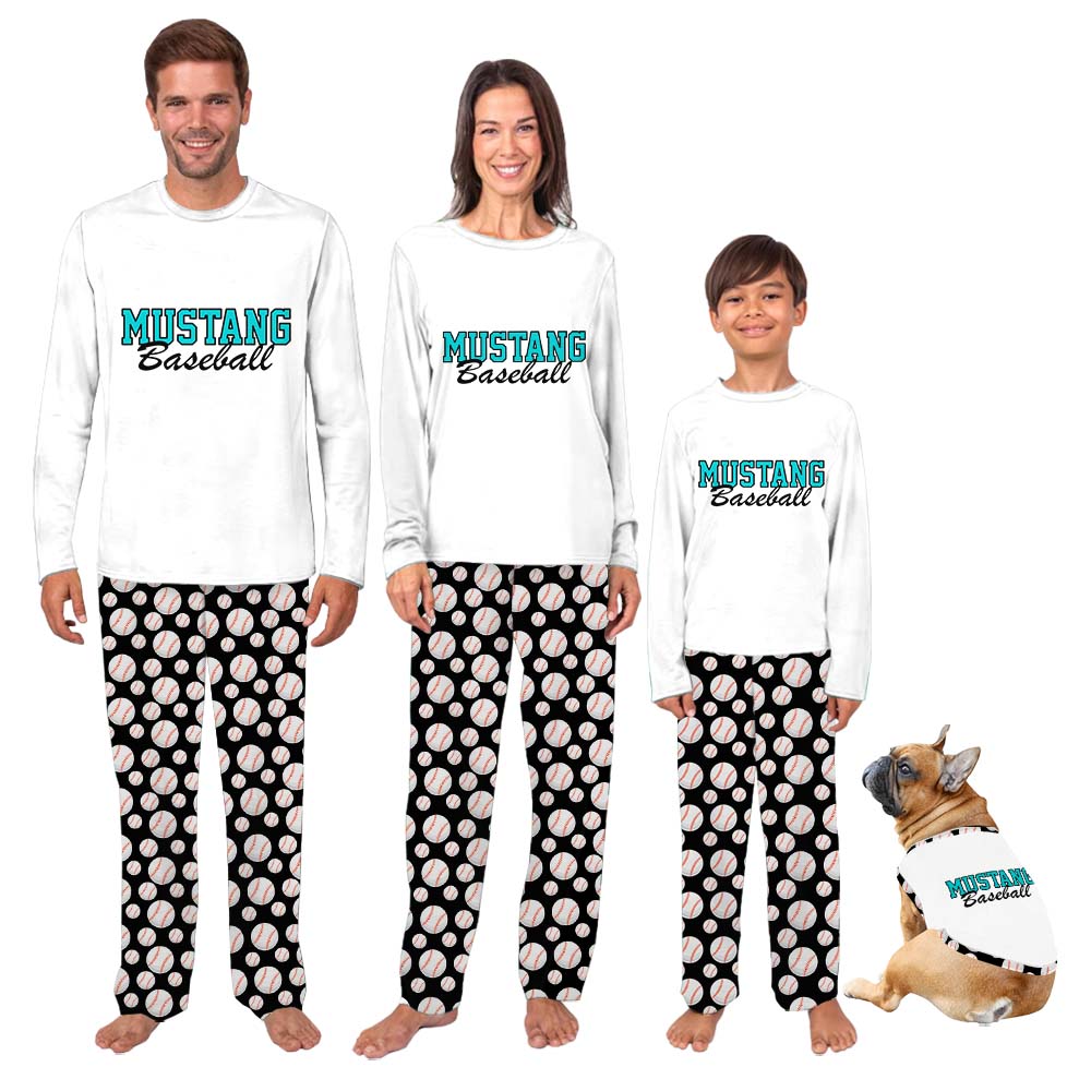 Custom School Baseball Family Pajama Sets Custom School Baseball Family Pajama Sets