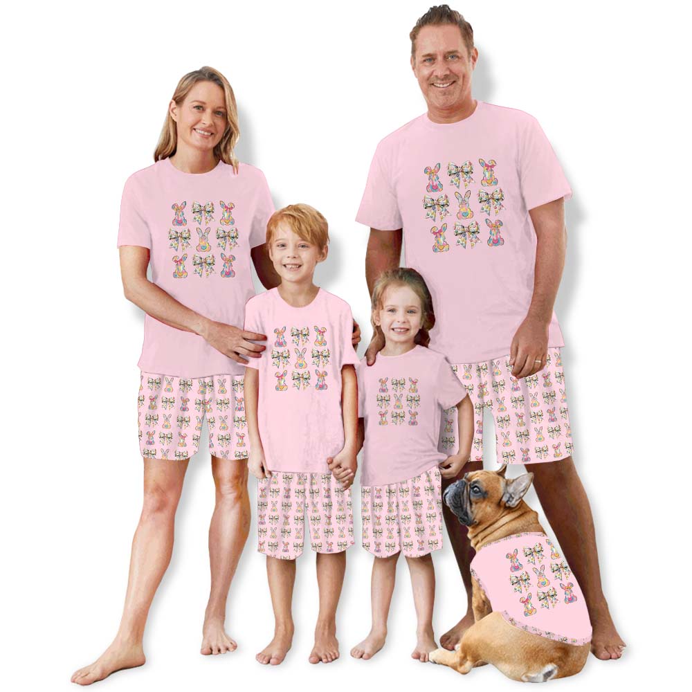 Coquette Easter Bow Easter Pajamas Short Sets Coquette Easter Bow Easter Pajamas Short Sets