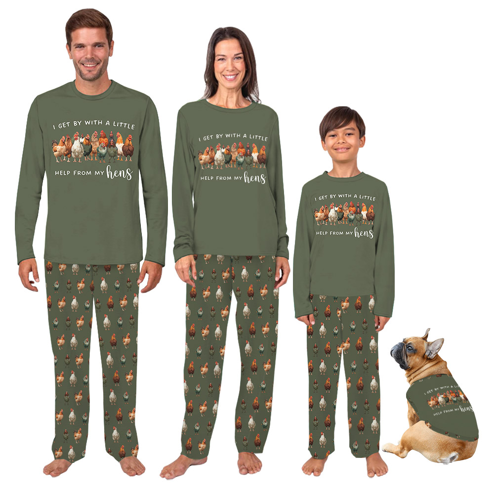 Funny Pajamas With Chickens Print For Adults And Kids Funny Pajamas With Chickens Print For Adults And Kids
