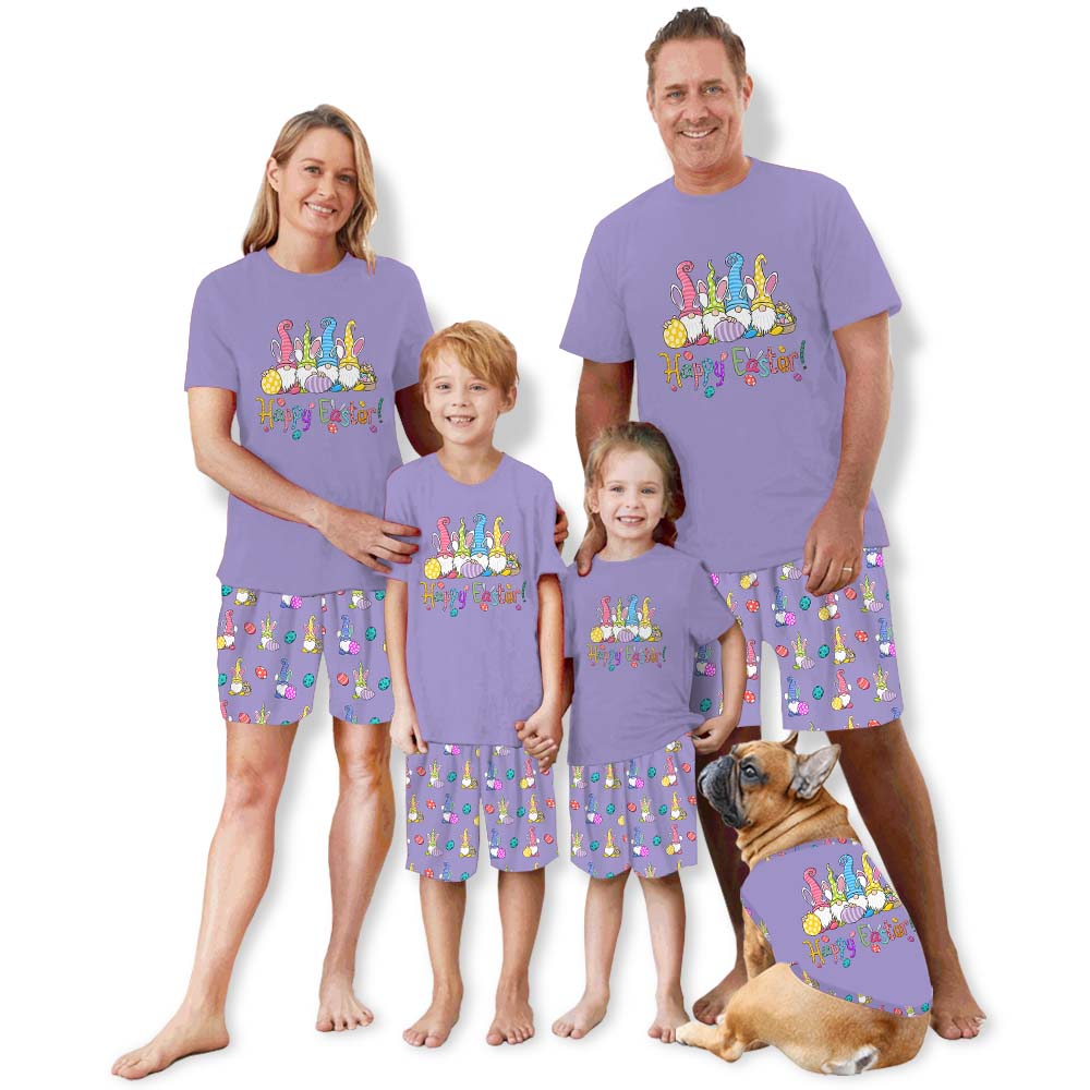 Happy Easter Gnome Pajamas For Adults Short Sleeves