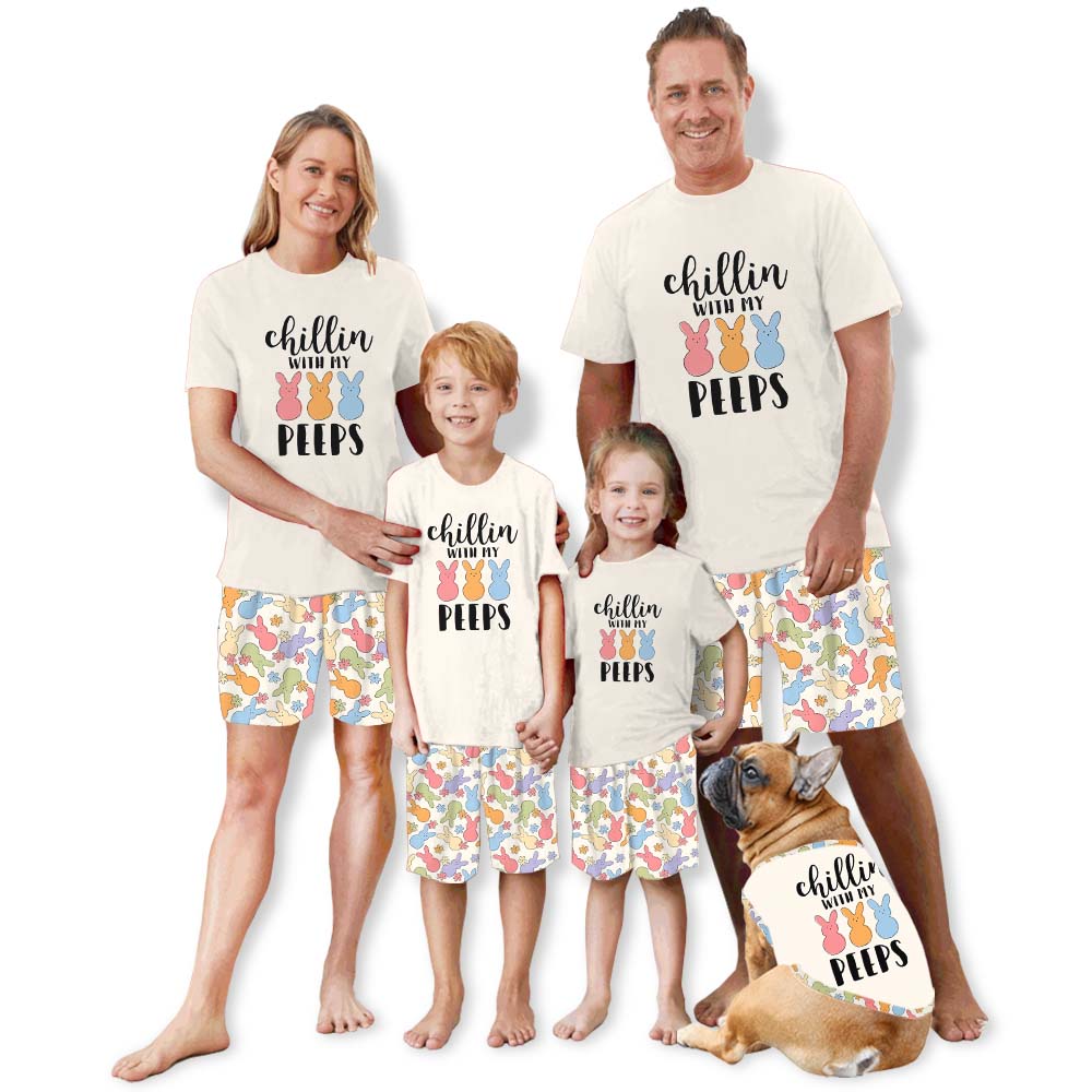 Chilling With My Peeps Easter Pajamas Short Sets Chilling With My Peeps Easter Pajamas Short Sets
